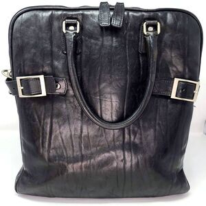 Moore & Giles Black Leather Executive Laptop Work Tote Briefcase Crossbody Bag